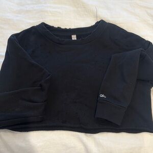 Alo Black Cropped Sweatshirt